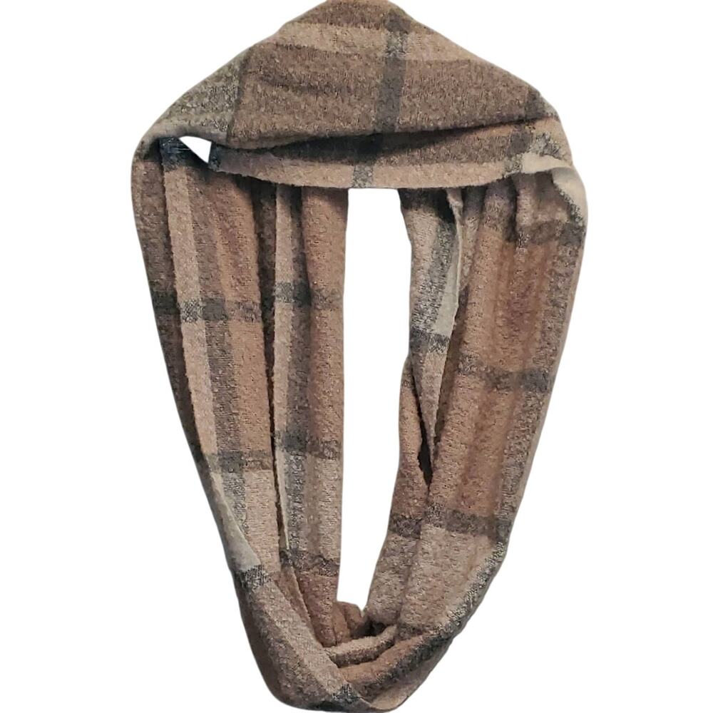 Plaid Soft Infinity Scarf Pink & Gray Plaid - Picture 2 of 4